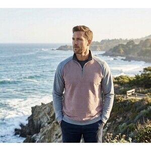 Fish Hippie Co Mallory QZ Mens XXL Quarter Zip Pullover Sweater NWT Blue Coral
